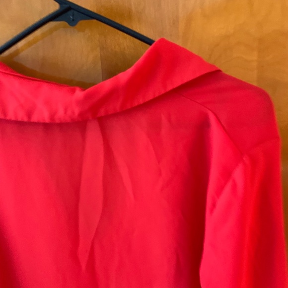 Vibrant Red Button Down Blouse - Picture 7 of 7